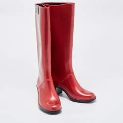 مملوكة مسبقًا Marc by Marc Jacobs Red Rubber Block Heel Knee Length Boots Size 37