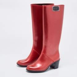 مم لوكة مسبقًا Marc by Marc Jacobs Red Rubber Block Heel Knee Length Boots Size 37