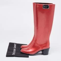 مملوكة مسبقًا Marc by Marc Jacobs Red Rubber Block Heel Knee Length Boots Size 37