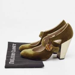 Marc by Marc Jacobs Olive Green Suede Mary Jane Pumps Size 37