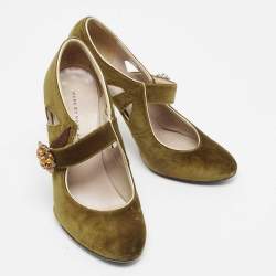 Marc by Marc Jacobs Olive Green Suede Mary Jane Pumps Size 37