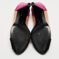Pre Owned Marc by Marc Jacobs Tricolor Satin Peep Toe Pumps Size 37
