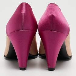 Pre Owned Marc by Marc Jacobs Tricolor Satin Peep Toe Pumps Size 37