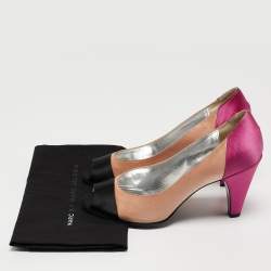Pre Owned Marc by Marc Jacobs Tricolor Satin Peep Toe Pumps Size 37