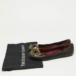 Pre Owned Marc by Marc Jacobs Black Leather Spike Ballet Flats Size 37