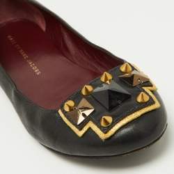Marc by Marc Jacobs Black Leather Spike Ballet Flats Size 37