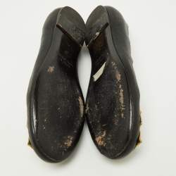 Pre Owned Marc by Marc Jacobs Black Leather Spike Ballet Flats Size 37