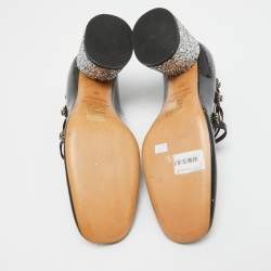 Pre Owned Marc by Marc Jacobs Black Patent And Glitter Block Heel Pumps Size 37