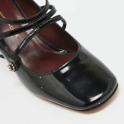 Pre Owned Marc by Marc Jacobs Black Patent And Glitter Block Heel Pumps Size 37