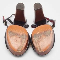 Pre Owned Marc by Marc Jacobs Black Suede and Leather Chain Detail Platform Sandals Size 36