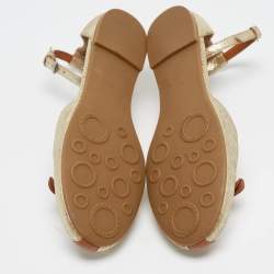 Pre Owned Marc by Marc Jacobs Gold Leather Mouse Ankle Strap Flats Size 39.5