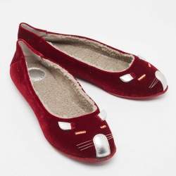 Marc by Marc Jacobs Burgundy Velvet Cat Ballet Flats Size 37.5