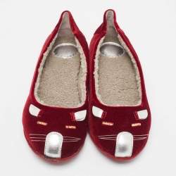 Marc by Marc Jacobs Burgundy Velvet Cat Ballet Flats Size 37.5