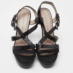 Marc By Marc Jacobs Black Leather Strappy Platform Sandals Size 40