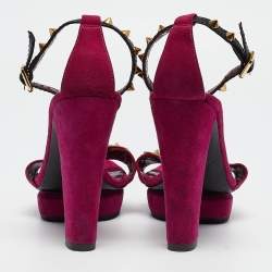 Marc by Marc Jacobs Magenta Suede and Leather Studded Ankle Strap Sandals Size 38