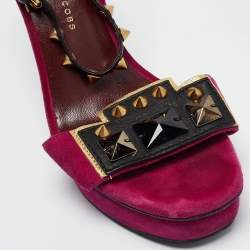 Marc by Marc Jacobs Magenta Suede and Leather Studded Ankle Strap Sandals Size 38