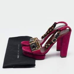 Marc by Marc Jacobs Magenta Suede and Leather Studded Ankle Strap Sandals Size 38
