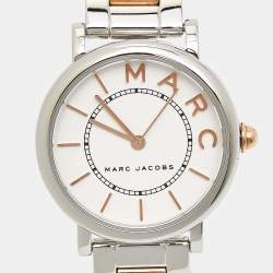 Pre Owned Marc By Marc Jacobs White Two-Tone Stainless Steel Roxy MJ3553 Women's Wristwatch 28 mm