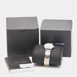 Pre Owned Marc By Marc Jacobs White Two-Tone Stainless Steel Roxy MJ3553 Women's Wristwatch 28 mm