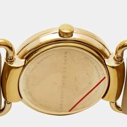 Pre Owned Marc By Marc Jacobs Molly MBM1304 White Dial Gold Tone Stainless Steel Leather Women's Wristwatch 36 mm
