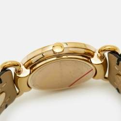 Pre Owned Marc By Marc Jacobs Molly MBM1304 White Dial Gold Tone Stainless Steel Leather Women's Wristwatch 36 mm