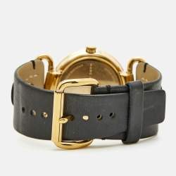Pre Owned Marc By Marc Jacobs Molly MBM1304 White Dial Gold Tone Stainless Steel Leather Women's Wristwatch 36 mm