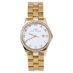 Pre Owned Marc by Marc Jacobs White Gold PVD Coated Stainless Steel MBM3315 Henry Women's Wristwatch 40 MM