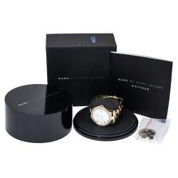 Pre Owned Marc by Marc Jacobs White Gold PVD Coated Stainless Steel MBM3315 Henry Women's Wristwatch 40 MM