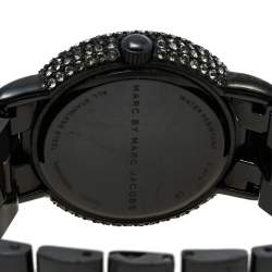 مملوكة مسبقًا Marc By Marc Jacobs Black PVD Coated Stainless Steel Crystal Pave MBM3193 Women's Wristwatch 36 mm