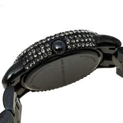 مملوكة مسبقًا Marc By Marc Jacobs Black PVD Coated Stainless Steel Crystal Pave MBM3193 Women's Wristwatch 36 mm