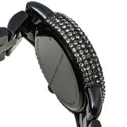 مملوكة مسبقًا Marc By Marc Jacobs Black PVD Coated Stainless Steel Crystal Pave MBM3193 Women's Wristwatch 36 mm