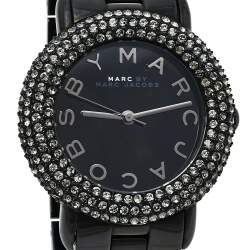 مملوكة مسبقًا Marc By Marc Jacobs Black PVD Coated Stainless Steel Crystal Pave MBM3193 Women's Wristwatch 36 mm