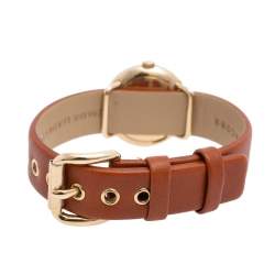 Pre Owned Marc by Marc Jacobs White Gold Plated Stainless Steel Leather Mini Amy MBM8575 Women's Wristwatch 26 mm