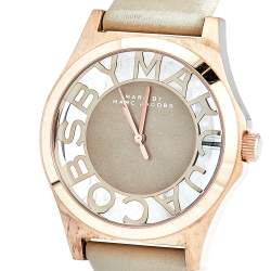 Marc by Marc Jacobs Brown Rose Gold Plated Stainless Steel Leather Henry MBM1245 Women's Wristwatch 40 mm