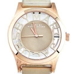 Marc by Marc Jacobs Brown Rose Gold Plated Stainless Steel Leather Henry MBM1245 Women's Wristwatch 40 mm