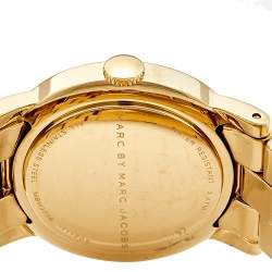 Pre Owned Marc by Marc Jacobs White Yellow Gold Plated Stainless Steel Amy MBM3056 Women's Wristwatch 36 mm