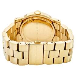 Pre Owned Marc by Marc Jacobs White Yellow Gold Plated Stainless Steel Amy MBM3056 Women's Wristwatch 36 mm
