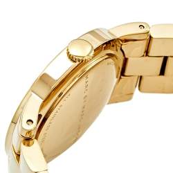 Pre Owned Marc by Marc Jacobs White Yellow Gold Plated Stainless Steel Amy MBM3056 Women's Wristwatch 36 mm