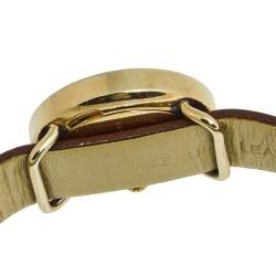 Marc by Marc Jacobs White Yellow Gold Plated Stainless Steel Leather Mini Amy MBM8575 Women's Wristwatch 26 mm