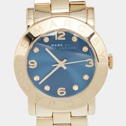 Pre Owned Marc by Marc Jacobs Blue Yellow Gold Plated Stainless Steel Amy MBM3166 Women's Wristwatch 36 mm