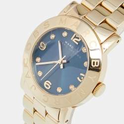 Pre Owned Marc by Marc Jacobs Blue Yellow Gold Plated Stainless Steel Amy MBM3166 Women's Wristwatch 36 mm