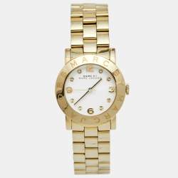 Marc by Marc Jacobs White Yellow Gold Plated Stainless Steel Amy MBM3056 Women's Wristwatch 36 mm