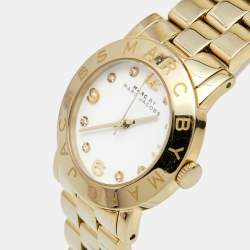Marc by Marc Jacobs White Yellow Gold Plated Stainless Steel Amy MBM3056 Women's Wristwatch 36 mm