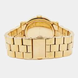 Pre Owned Marc by Marc Jacobs White Yellow Gold Plated Stainless Steel Amy MBM3056 Women's Wristwatch 36 mm