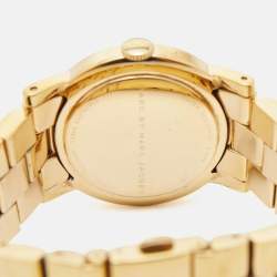 Pre Owned Marc by Marc Jacobs White Yellow Gold Plated Stainless Steel Amy MBM3056 Women's Wristwatch 36 mm