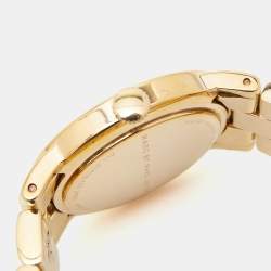 Pre Owned Marc by Marc Jacobs White Yellow Gold Plated Stainless Steel Amy MBM3056 Women's Wristwatch 36 mm