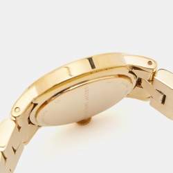 Pre Owned Marc by Marc Jacobs White Yellow Gold Plated Stainless Steel Amy MBM3056 Women's Wristwatch 36 mm