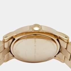 Marc by Marc Jacobs White Yellow Gold Plated Stainless Steel Amy MBM3056 Women's Wristwatch 36 mm