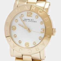 Marc by Marc Jacobs White Yellow Gold Plated Stainless Steel Amy MBM3056 Women's Wristwatch 36 mm