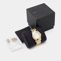 Marc by Marc Jacobs White Yellow Gold Plated Stainless Steel Amy MBM3056 Women's Wristwatch 36 mm